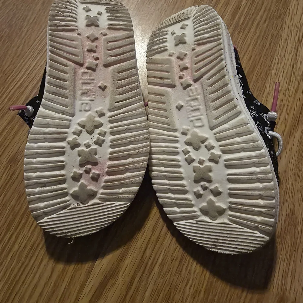Hey Dude Kids Black Moccasins with Pink Accents
